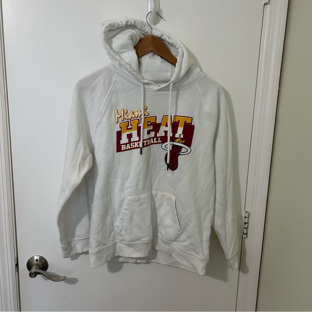 Kids Miami Heat NBA Basketball Hoodie Sweatshirt White Size Large
